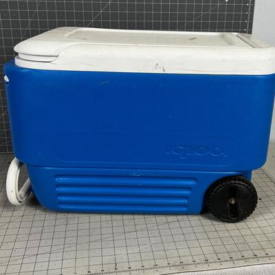 Igloo Medium BLUE on Wheels with Handle to pull
