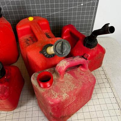 5 Used Gas Cans for Home Mowers and Plows etc. 