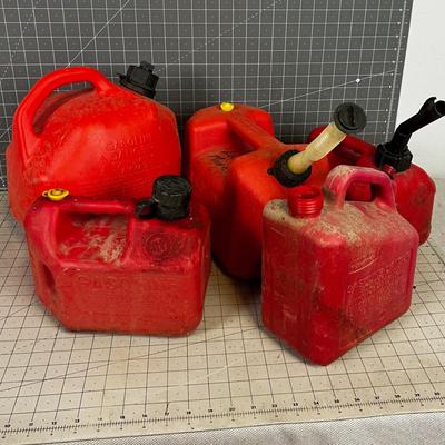 5 Used Gas Cans for Home Mowers and Plows etc. 