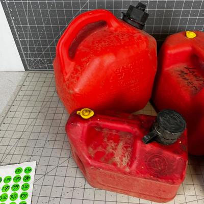 5 Used Gas Cans for Home Mowers and Plows etc. 