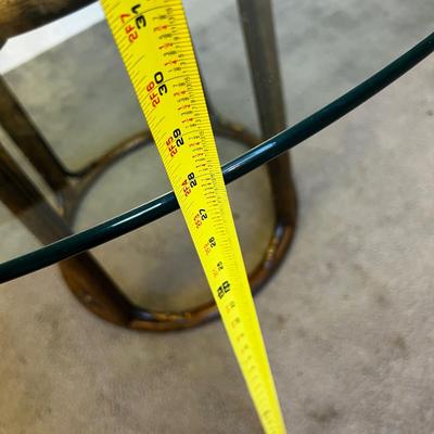 Rattan and Glass Table 48" round