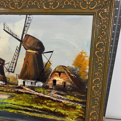 European Oil Painting of Windmills