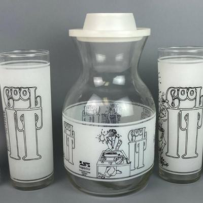  retro COOL IT BEVERAGE SET FEDERAL GLASS 1970s 