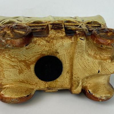 vintage CERAMIC COVERED WAGON STILL BANK 