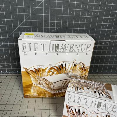 Fifth  Avenue Limited Crystal Napkin Holder and Bread Tray