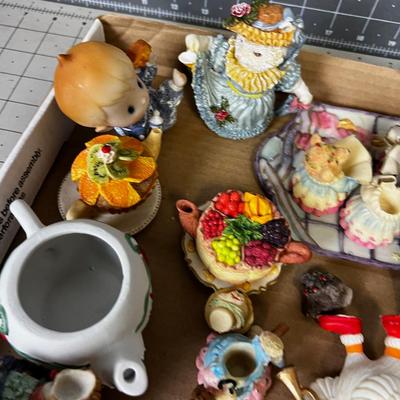Tray of Resin Figurines including tea sets