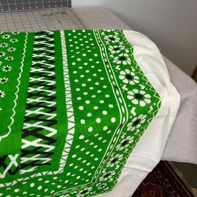 Vintage GREEN Table Cloth Kinda Terry Cloth