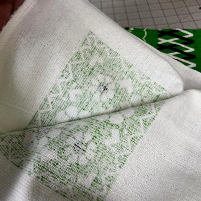 Vintage GREEN Table Cloth Kinda Terry Cloth