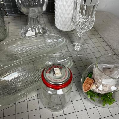 GLASS: Corn Holders, Jars, MCM Drinking Glass, 