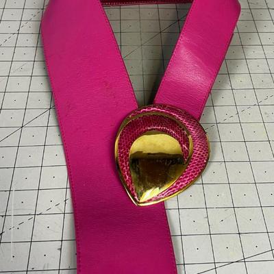Rocking the 80's - Fuchsia Pink Leather Snake Skin Belt