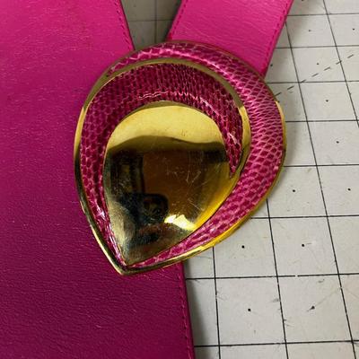 Rocking the 80's - Fuchsia Pink Leather Snake Skin Belt
