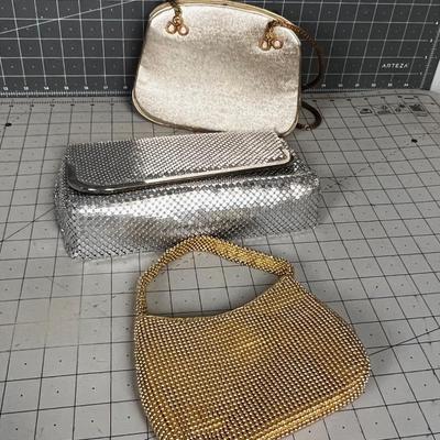 (3) Vintage Silver & Gold Purses