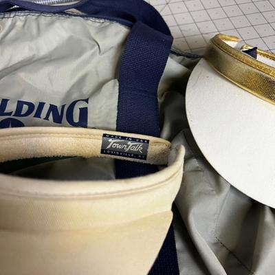 Tennis Anyone?: 2 Visors and Spalding Tennis / Gym Bag