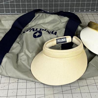 Tennis Anyone?: 2 Visors and Spalding Tennis / Gym Bag