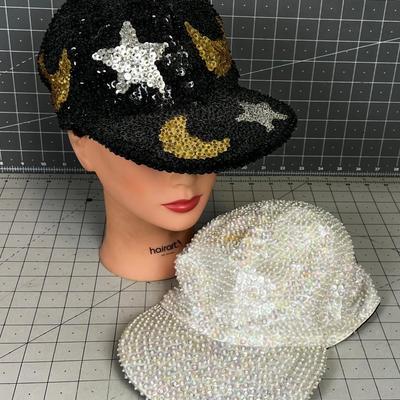 2 Sequined Sparkly Hats 