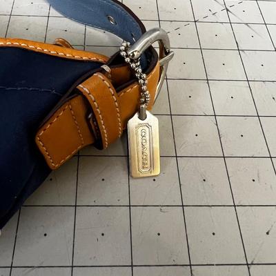 Genuine COACH Leather Daisy Cream Navy Blue Purse