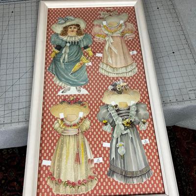 Framed Paper Dolls with Outfits