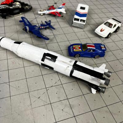 Diecast Vehicles; Space Ship, Motor Cycle, Cars etc.