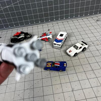 Diecast Vehicles; Space Ship, Motor Cycle, Cars etc.