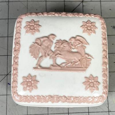 Wedgewood Covered Dish, Pink & White 