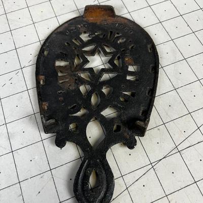 Cast Iron Antique Good Luck Horse Shoe Trivet 