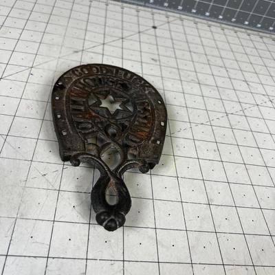Cast Iron Antique Good Luck Horse Shoe Trivet 