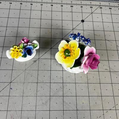 (2) English Bone China FLORAL Displays 