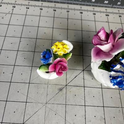 (2) English Bone China FLORAL Displays 