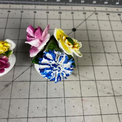 (2) English Bone China FLORAL Displays 