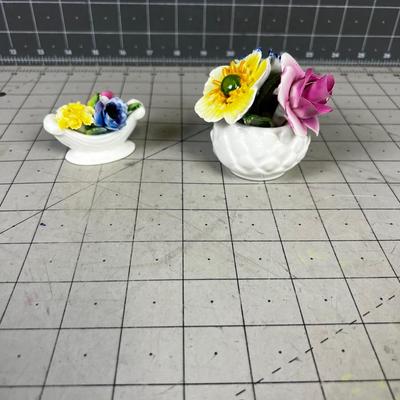 (2) English Bone China FLORAL Displays 
