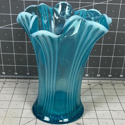 MCM Blue Glass Vase 