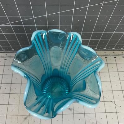 MCM Blue Glass Vase 