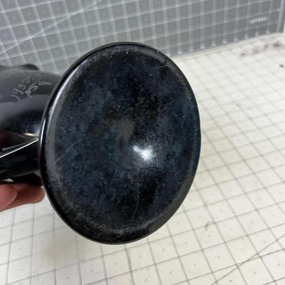 BLACK Glass Vase Marked 1933 