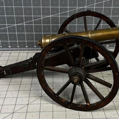 Vintage Replica Wood and Brass Cannon 