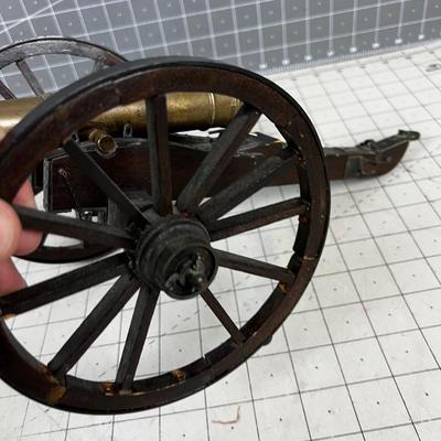 Vintage Replica Wood and Brass Cannon 