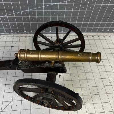 Vintage Replica Wood and Brass Cannon 