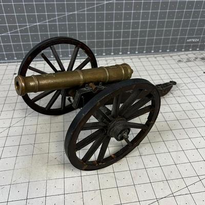 Vintage Replica Wood and Brass Cannon 