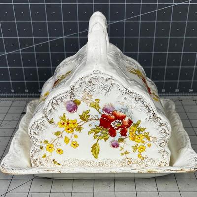 German Porcelain Cover Serving Dish FLORAL 