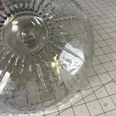 Etched Glass Handled Serving Tray 
