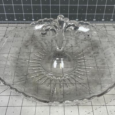 Etched Glass Handled Serving Tray 