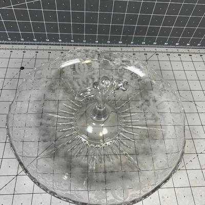 Etched Glass Handled Serving Tray 