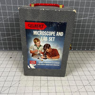 Vintage GILBERT Microscope Lab Set In Original Carrying Case
