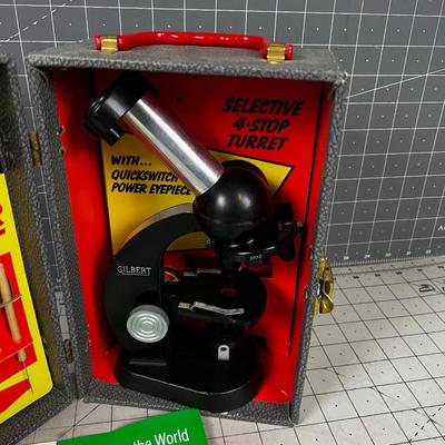 Vintage GILBERT Microscope Lab Set In Original Carrying Case