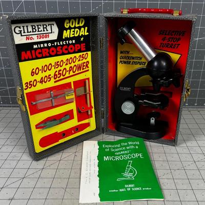 Vintage GILBERT Microscope Lab Set In Original Carrying Case