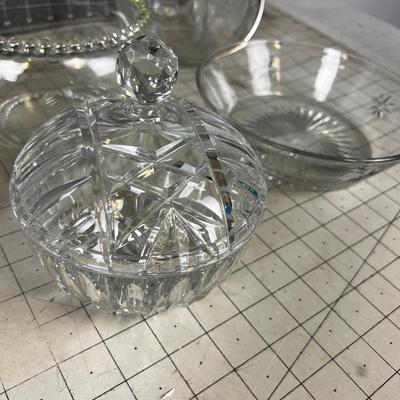 LARGE LOT (12 - pieces)  OF NICE Crystal and Clear Glass Serving 