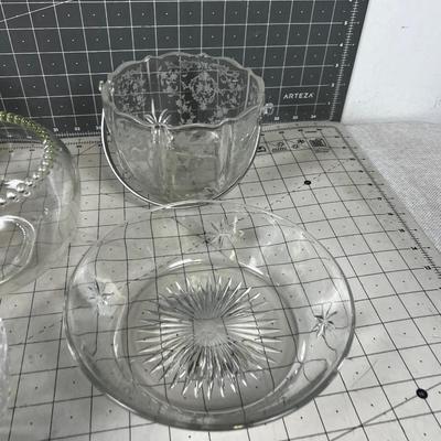 LARGE LOT (12 - pieces)  OF NICE Crystal and Clear Glass Serving 