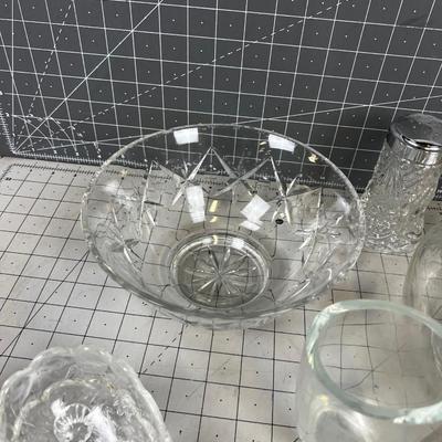 LARGE LOT (12 - pieces)  OF NICE Crystal and Clear Glass Serving 
