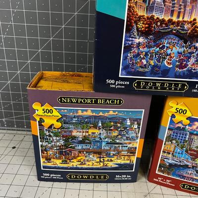 (3) PUZZLES BY DOWDLE 500: Newport, Long Beach and Central Park 