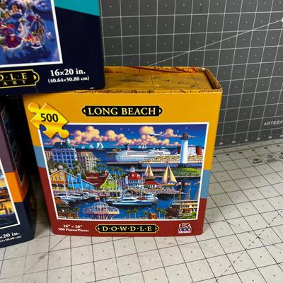 (3) PUZZLES BY DOWDLE 500: Newport, Long Beach and Central Park 