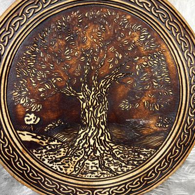 Tree of Life Tile with Aluminum Backing Frame. Artist Signed